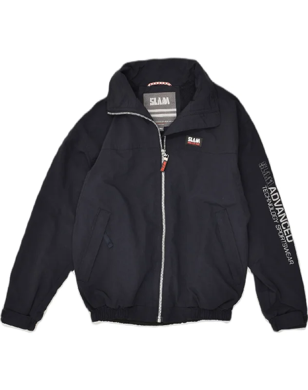 SLAM Boys Graphic Bomber Jacket 10-11 Years Navy Blue Nylon