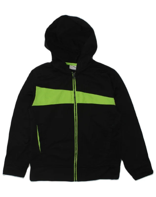 STARTER Boys Hooded Tracksuit Top Jacket 7-8 Years Medium Black Polyester