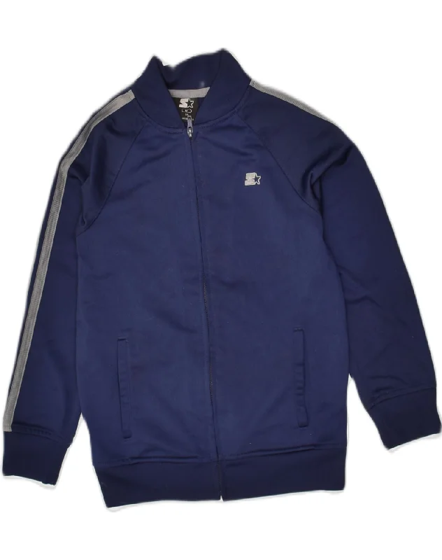 STARTER Boys Tracksuit Top Jacket 7-8 Years Medium Navy Blue Polyester