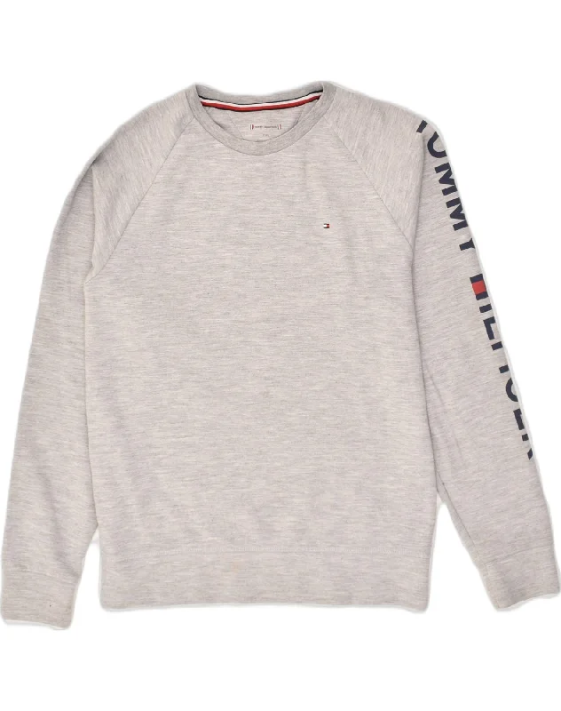 TOMMY HILFIGER Boys Graphic Sweatshirt Jumper 13-14 Years Grey Polyester