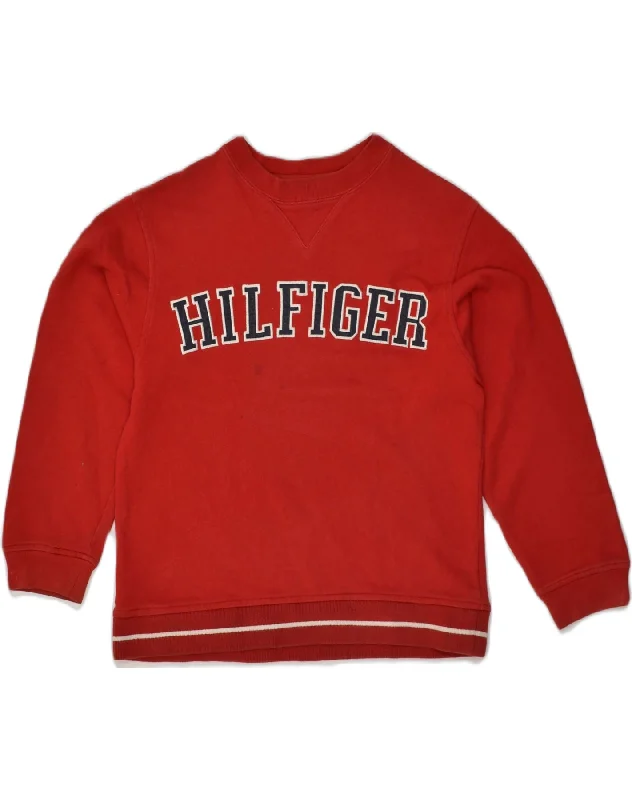 TOMMY HILFIGER Girls Graphic Sweatshirt Jumper 9-10 Years Small  Red