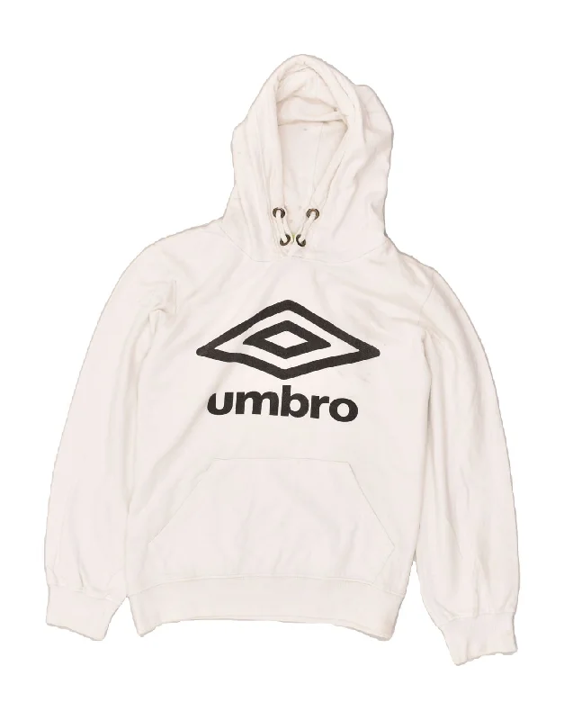 UMBRO Boys Graphic Hoodie Jumper 15-16 Years 2XL  White Cotton