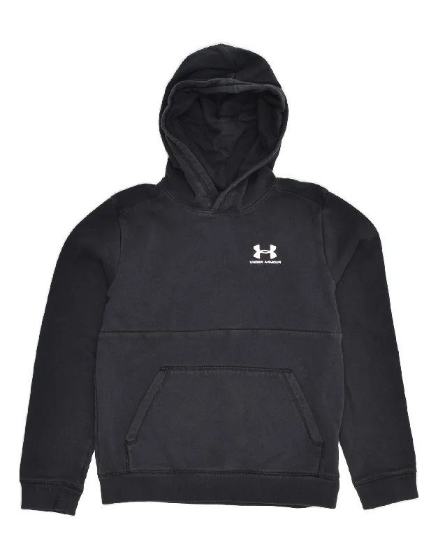 UNDER ARMOUR Boys Hoodie Jumper 10-11 Years XL Black Cotton