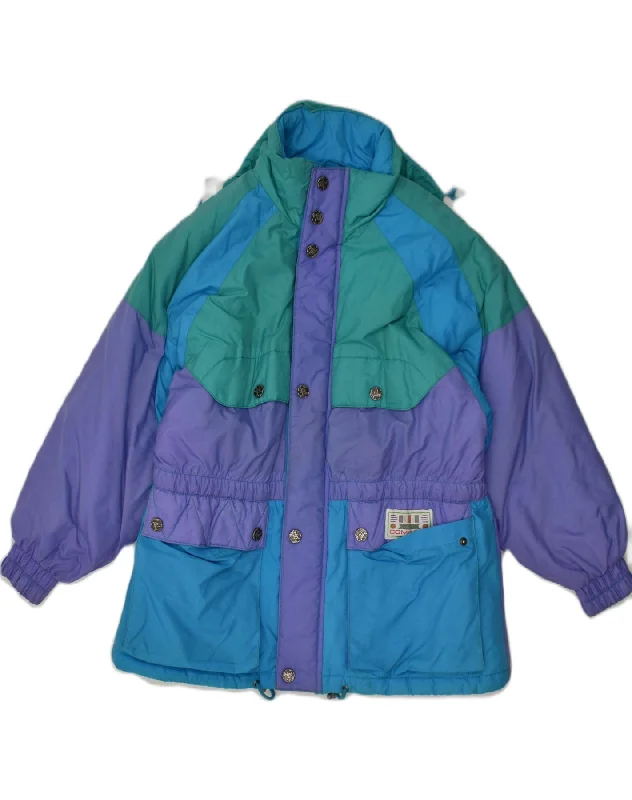 VINTAGE Boys Padded Jacket 15-16 Years Purple Colourblock Polyamide