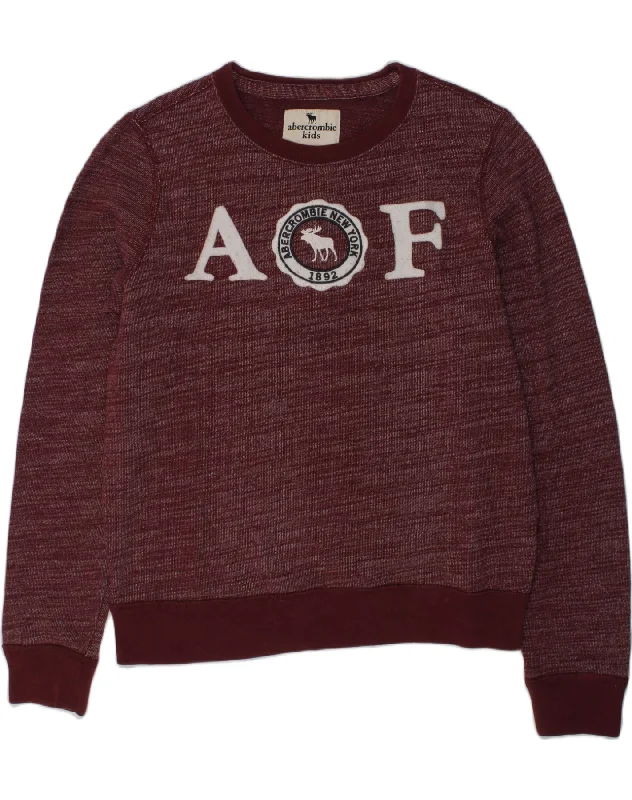 ABERCROMBIE & FITCH Girls Graphic Sweatshirt Jumper 13-14 Years Maroon