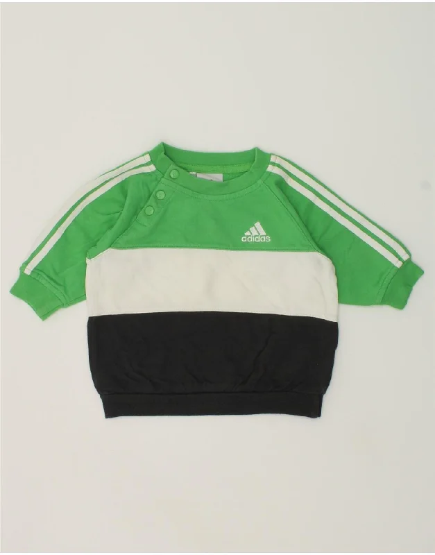 ADIDAS Baby Boys Button Neck Sweatshirt Jumper 0-3 Months Green