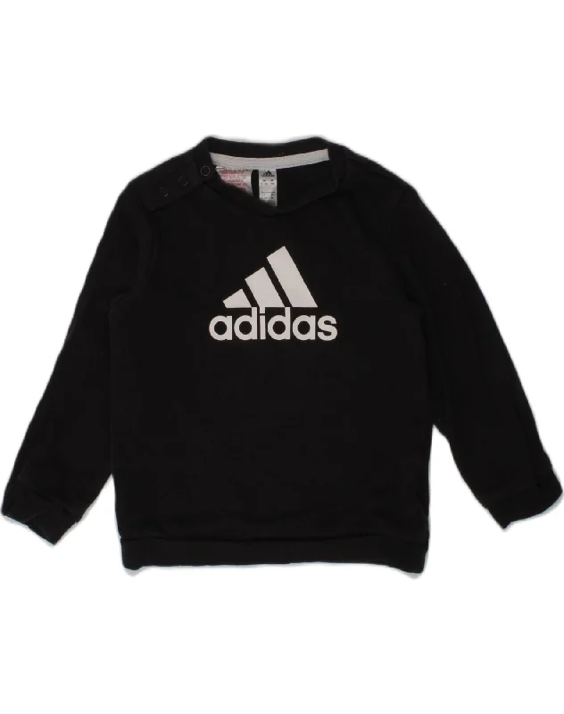 ADIDAS Baby Boys Graphic Sweatshirt Jumper 12-18 Months Black Cotton