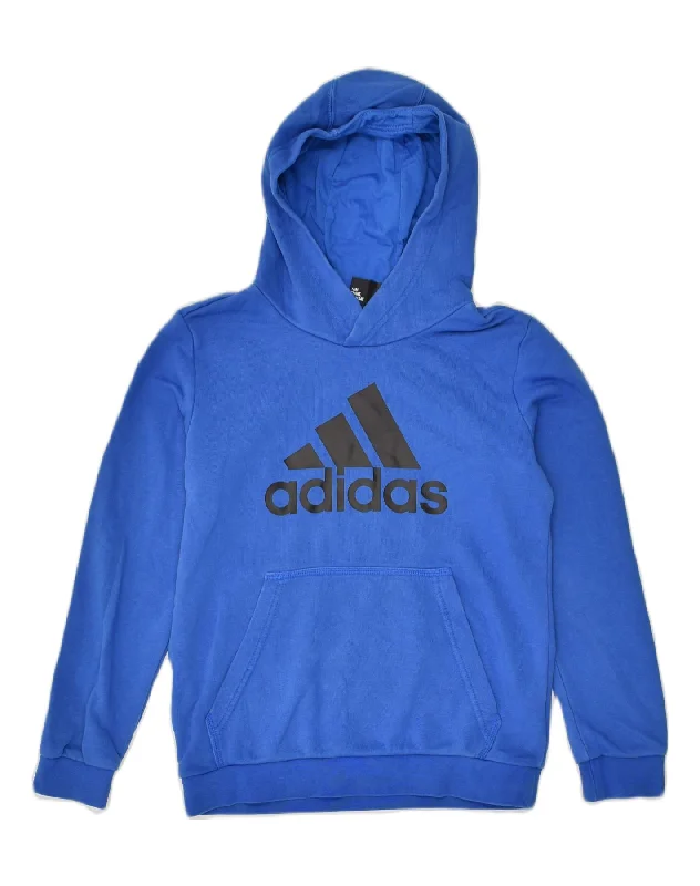 ADIDAS Boys Graphic Hoodie Jumper 11-12 Years Medium  Blue Cotton