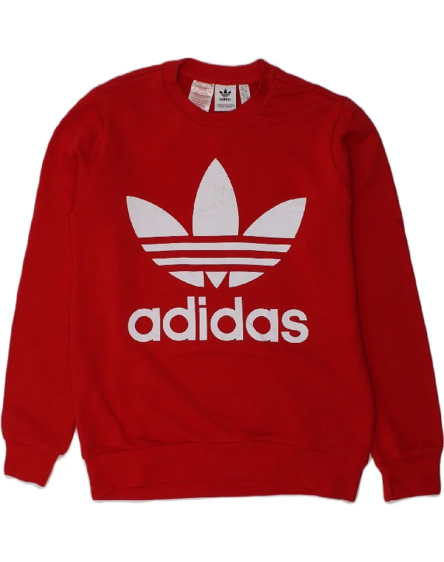 ADIDAS Boys Graphic Sweatshirt Jumper 13-14 Years Red Cotton