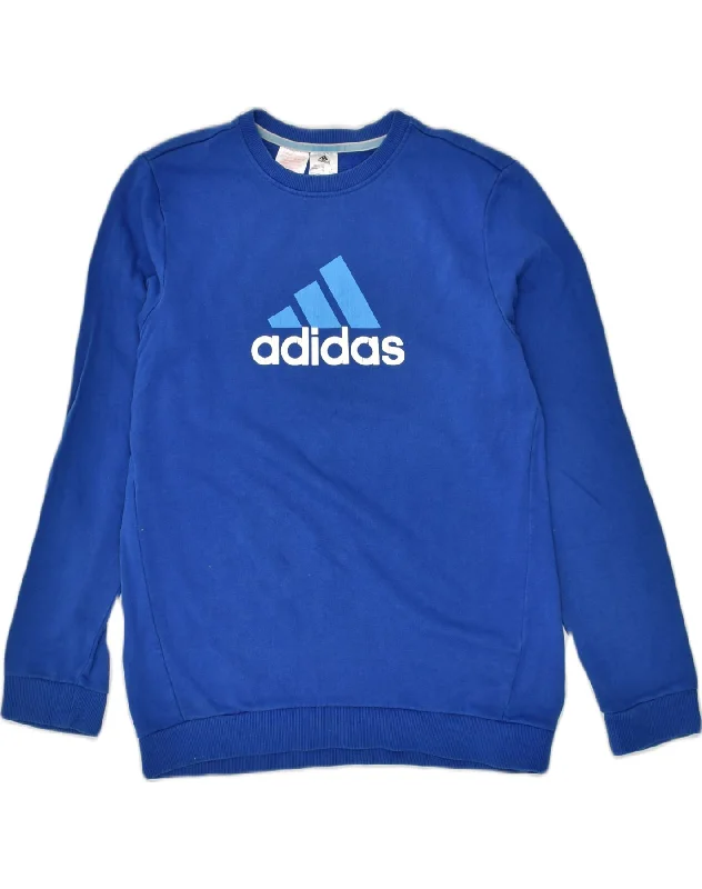 ADIDAS Boys Graphic Sweatshirt Jumper 15-16 Years Blue Cotton