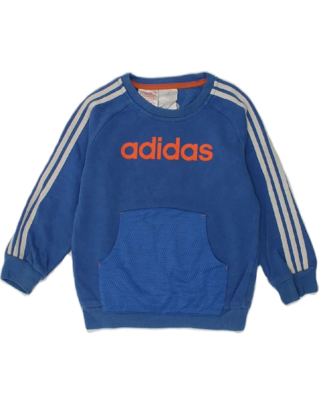 ADIDAS Boys Graphic Sweatshirt Jumper 2-3 Years Blue Cotton