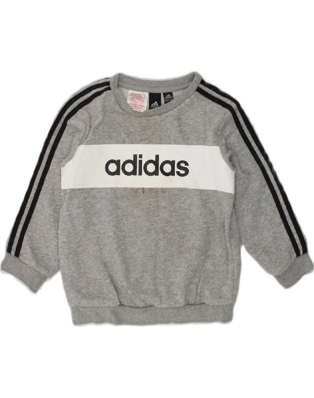 ADIDAS Boys Graphic Sweatshirt Jumper 2-3 Years Grey Cotton