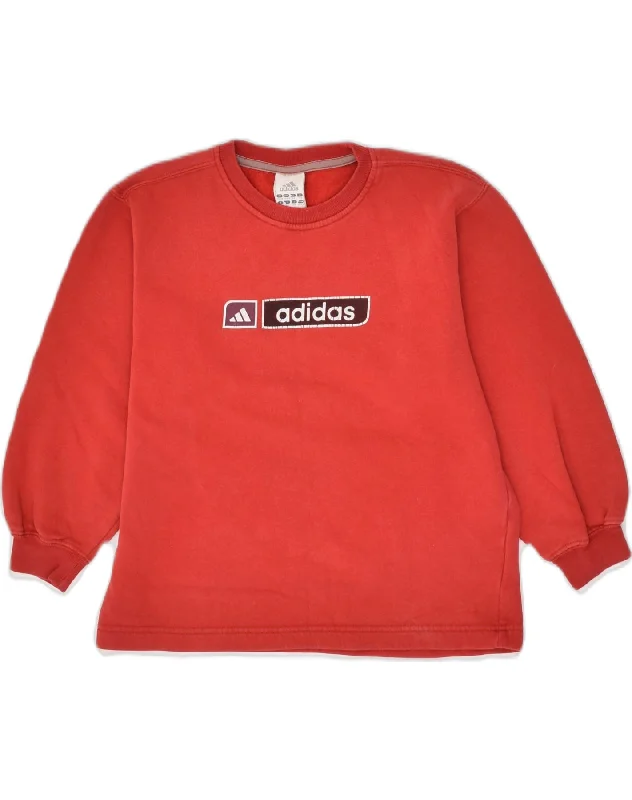 ADIDAS Boys Graphic Sweatshirt Jumper 7-8 Years Red Cotton