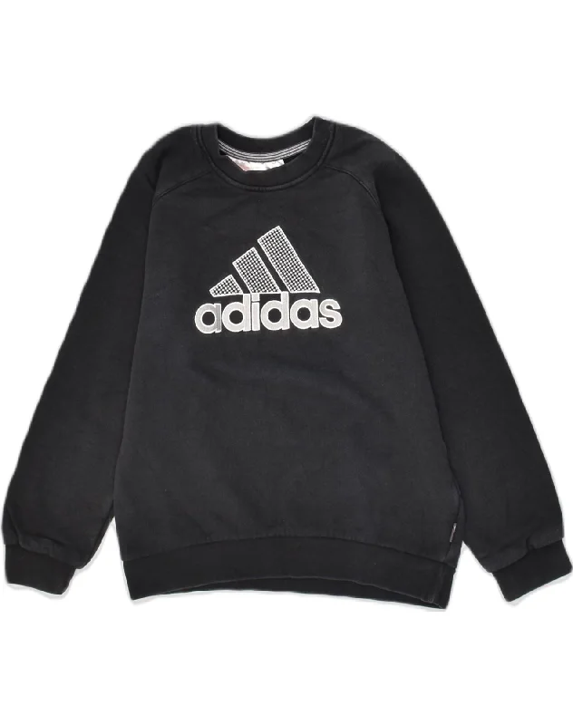 ADIDAS Boys Graphic Sweatshirt Jumper 9-10 Years Black Cotton