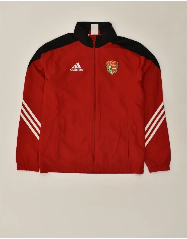 ADIDAS Boys Graphic Tracksuit Top Jacket 13-14 Years XL Red Polyester