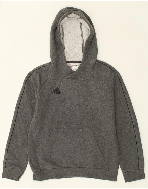 ADIDAS Boys Hoodie Jumper 9-10 Years Small  Grey Cotton