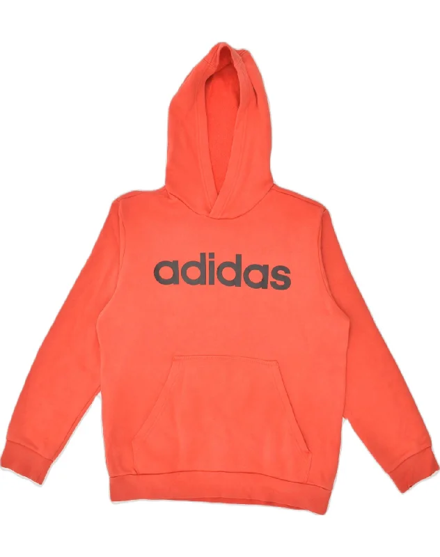 ADIDAS Boys Loose Fit Graphic Hoodie Jumper 13-14 Years Orange Cotton