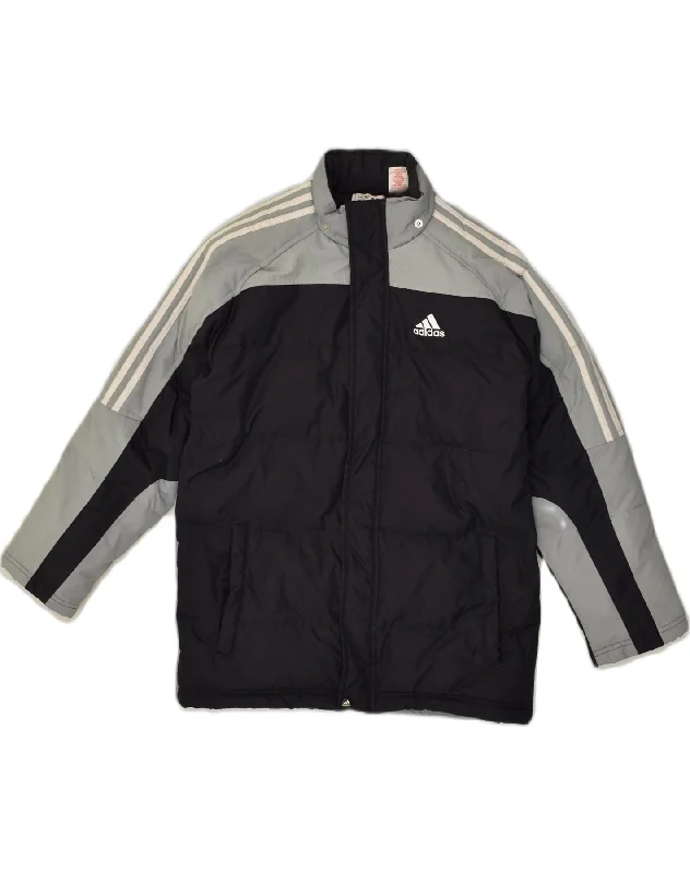 ADIDAS Boys Padded Jacket 11-12 Years Black Colourblock Polyester