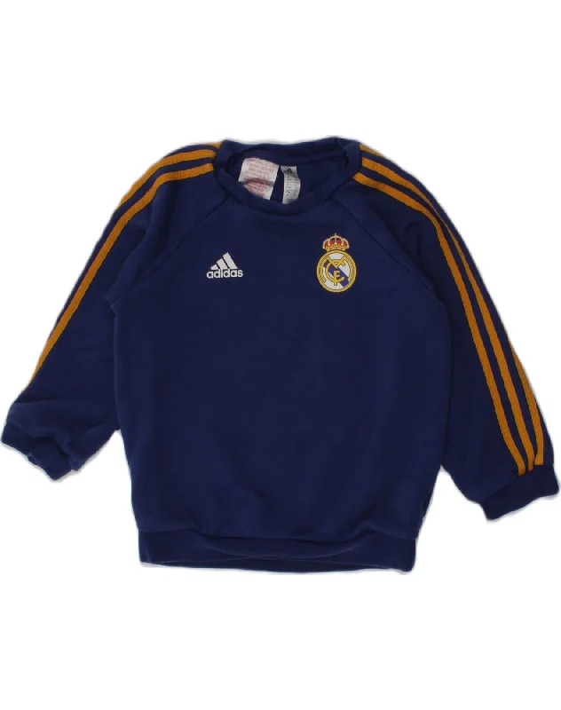 ADIDAS Boys Sweatshirt Jumper 3-4 Years Navy Blue