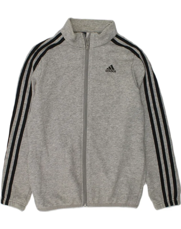 ADIDAS Boys Tracksuit Top Jacket 9-10 Years Grey Cotton