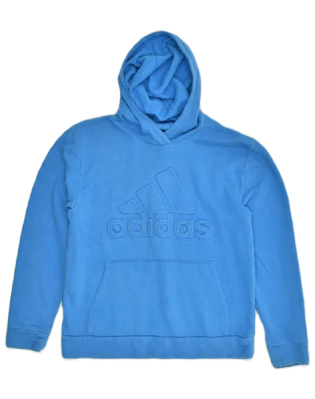 ADIDAS Girls Graphic Hoodie Jumper 14-15 Years Large  Blue Cotton