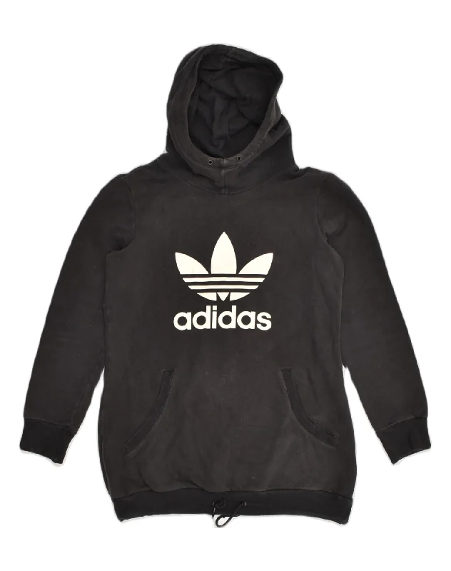 ADIDAS Girls Graphic Hoodie Jumper 15-16 Years Black Cotton