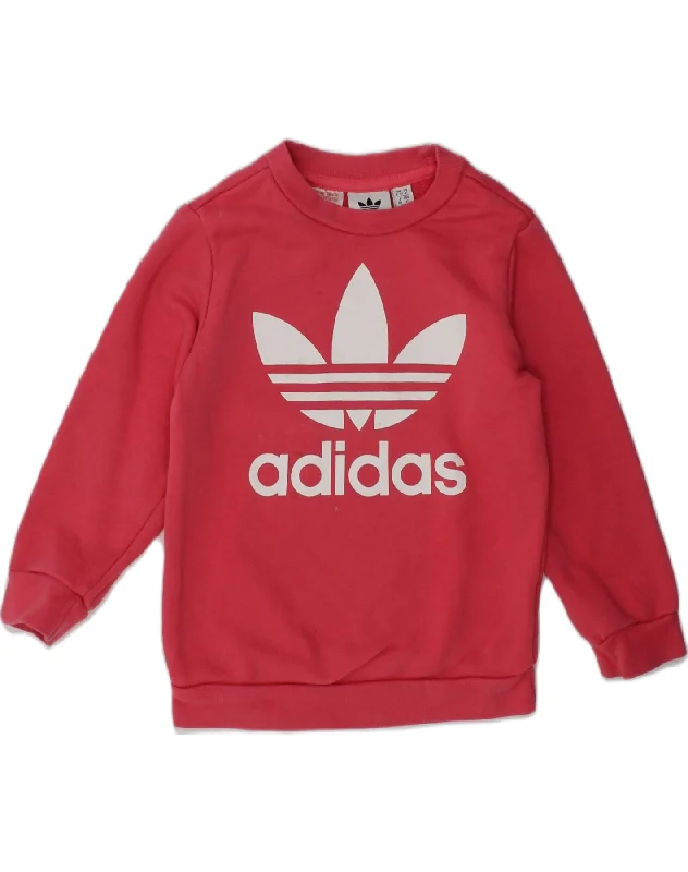 ADIDAS Girls Graphic Sweatshirt Jumper 2-3 Years Pink Cotton