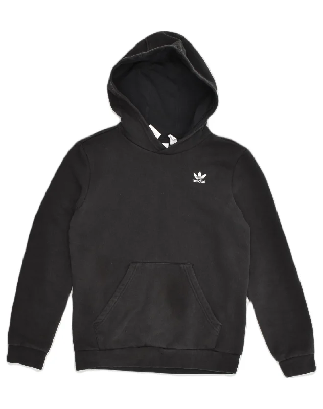 ADIDAS Girls Hoodie Jumper 11-12 Years Black Cotton