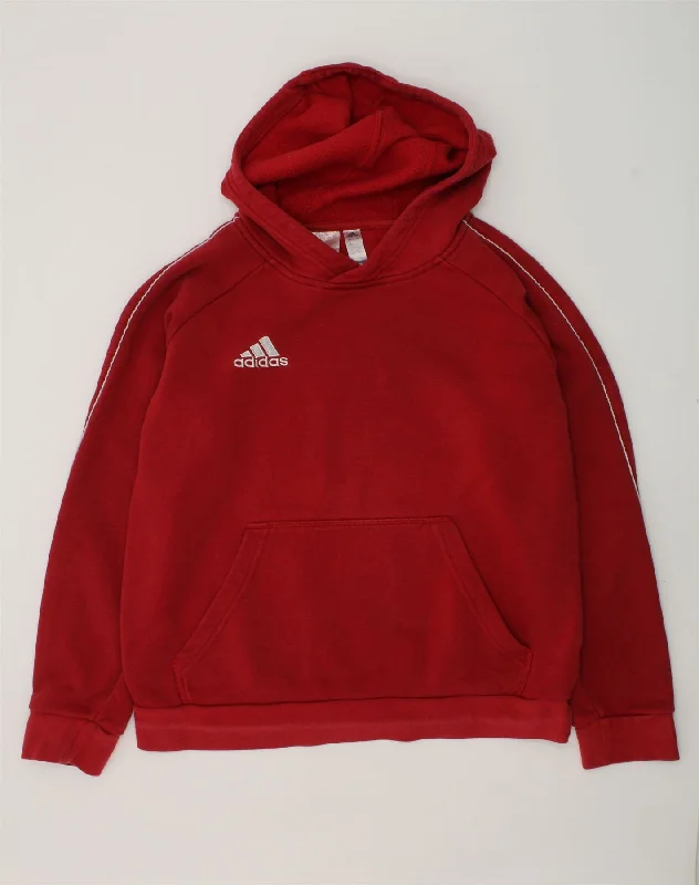 ADIDAS Girls Hoodie Jumper 13-14 Years Red Cotton