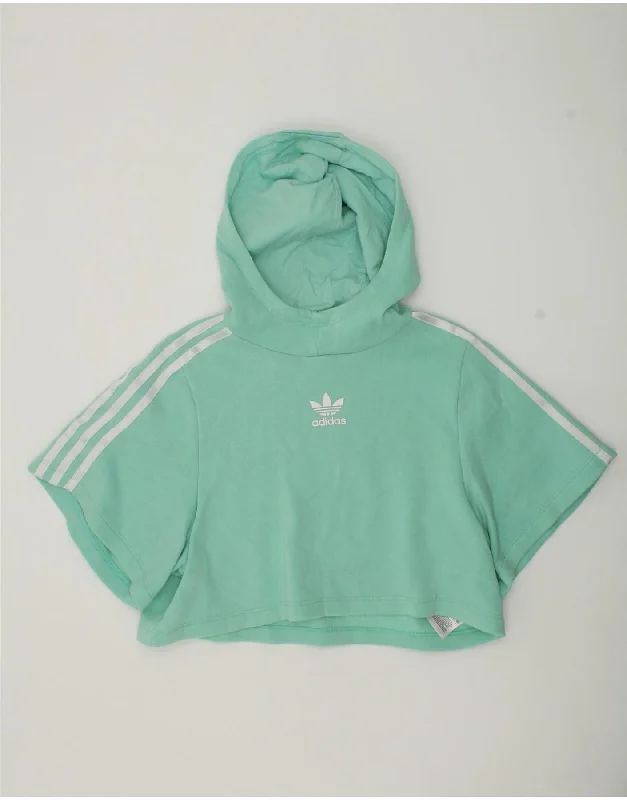 ADIDAS Girls Oversized Short Sleeve Hoodie Jumper 9-10 Years Turquoise