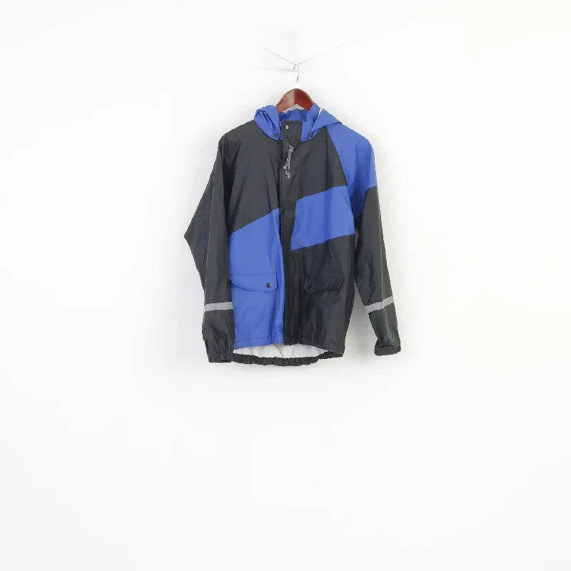 Adrenalin Boys 170 Jacket Black Blue Full Zipper Hooded Outdoor Pockets Reflective Waterproof Vintage Top