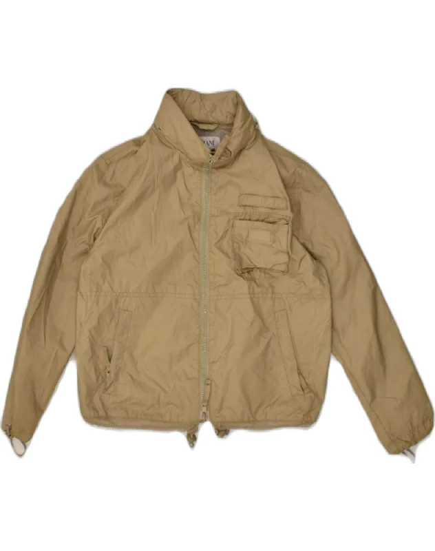 ARMANI JUNIOR Boys Rain Jacket 7-8 Years Beige Polyester