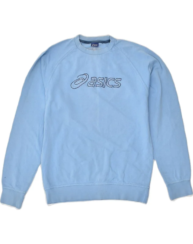 ASICS Boys Graphic Sweatshirt Jumper 15-16 Years Blue Cotton