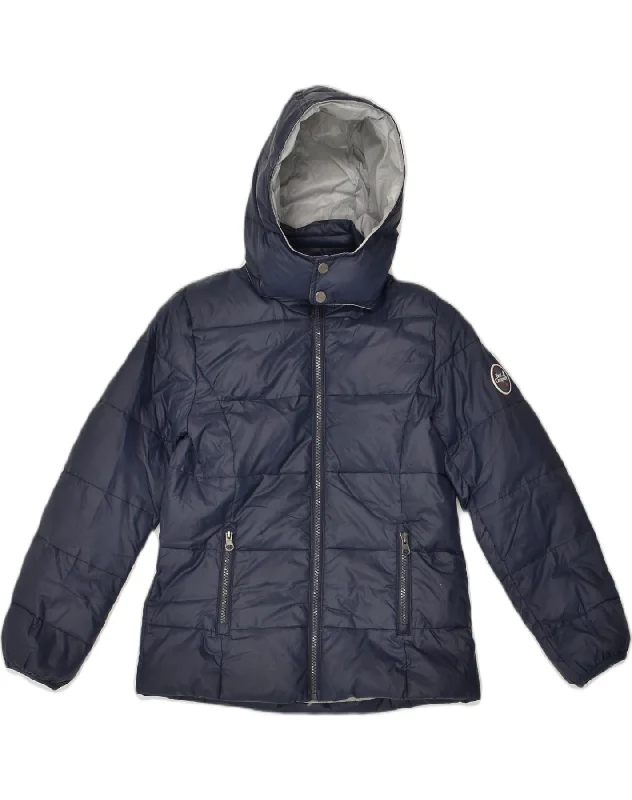 BEST COMPANY Girls Hooded Padded Jacket 9-10 Years Navy Blue Nylon