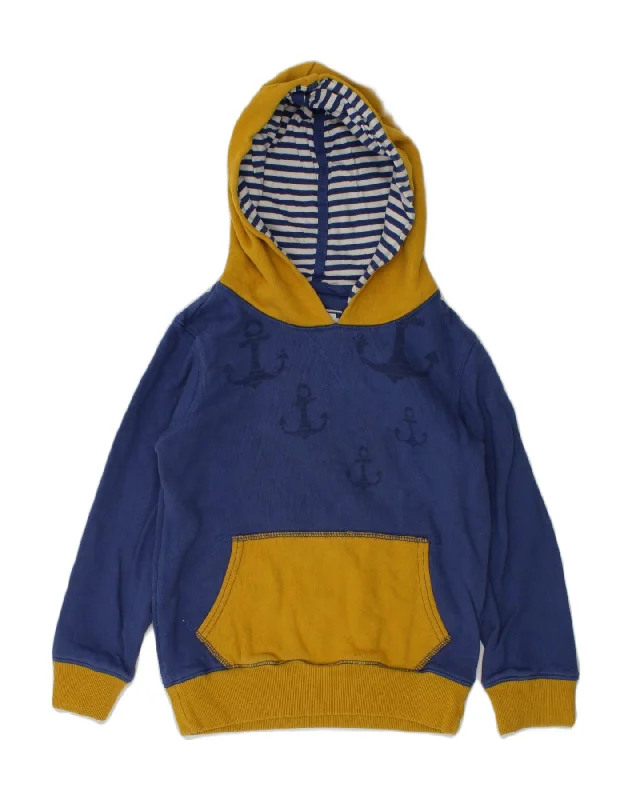 BODEN Boys Hoodie Jumper 2-3 Years Navy Blue Colourblock Cotton