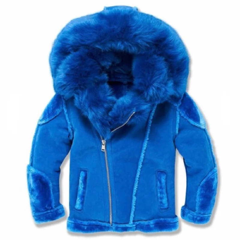 Boys El Jefe Shearling Moto Jacket In Royal