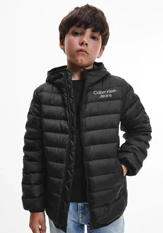 Calvin Klein Jeans Boys Down Logo Jacket, Black