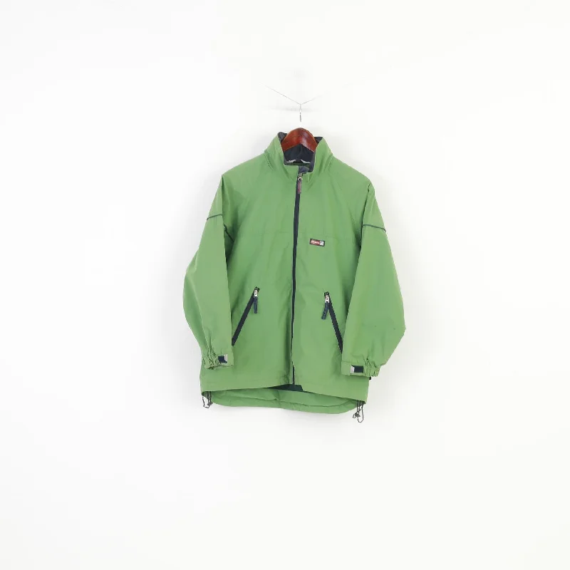 CAMARO Boys 152 Jacket Green Hood Windcheater Full Ziper Padded Vintage Top