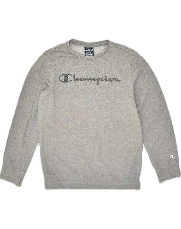 CHAMPION Boys Graphic Sweatshirt Jumper 11-12 Years Large Grey Cotton