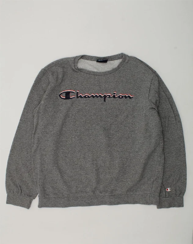 CHAMPION Boys Graphic Sweatshirt Jumper 13-14 Years XL Grey Cotton