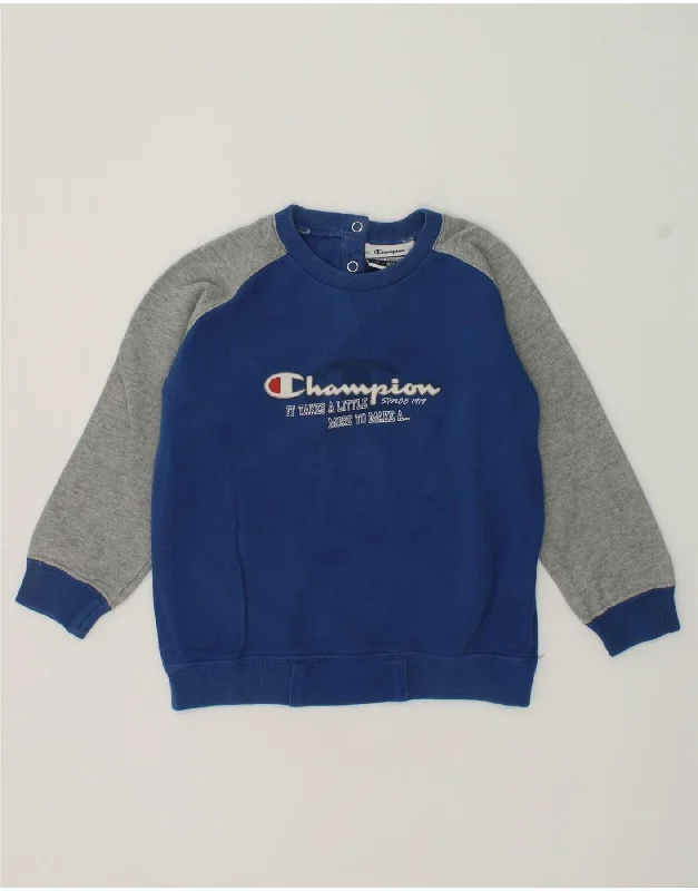 CHAMPION Boys Graphic Sweatshirt Jumper 2-3 Years XL Blue Cotton