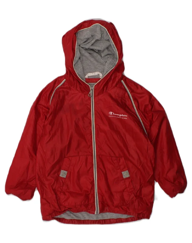 CHAMPION Boys Hooded Rain Jacket 2-3 Years XL Red Polyester