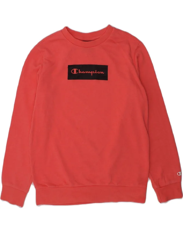 CHAMPION Girls Graphic Sweatshirt Jumper 11-12 Years Large Red Cotton