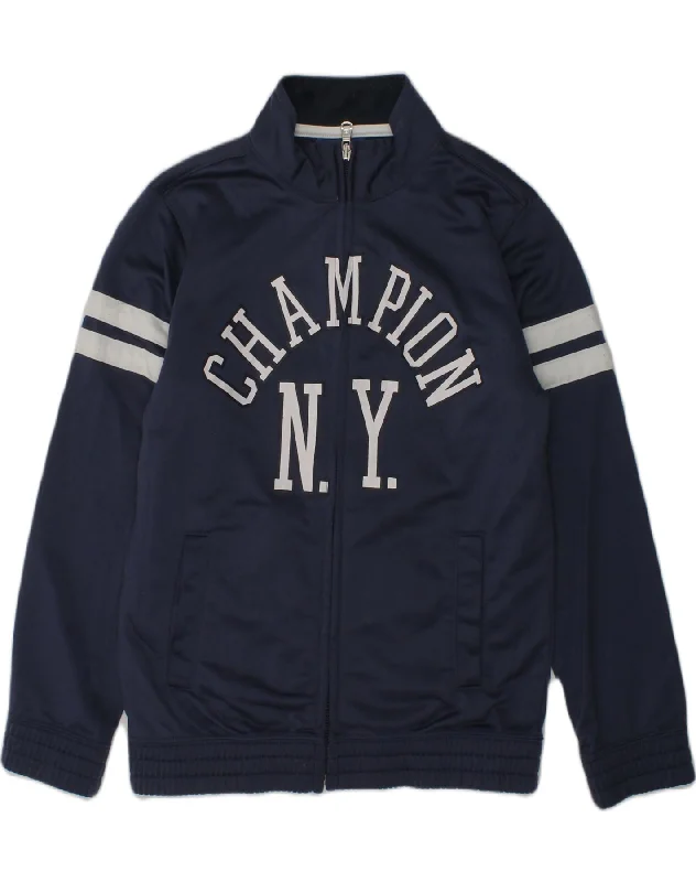 CHAMPION Girls Graphic Tracksuit Top Jacket 7-8 Years Small  Navy Blue