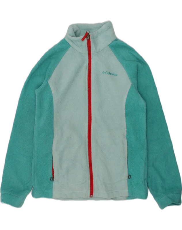 COLUMBIA Girls Fleece Jacket 10-11 Years Medium  Turquoise Colourblock