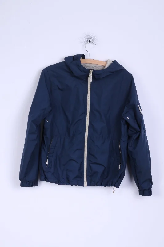 Eddie Bauer Boys M Jacket Navy Hooded Outdoor Zip Up Lighweight Top