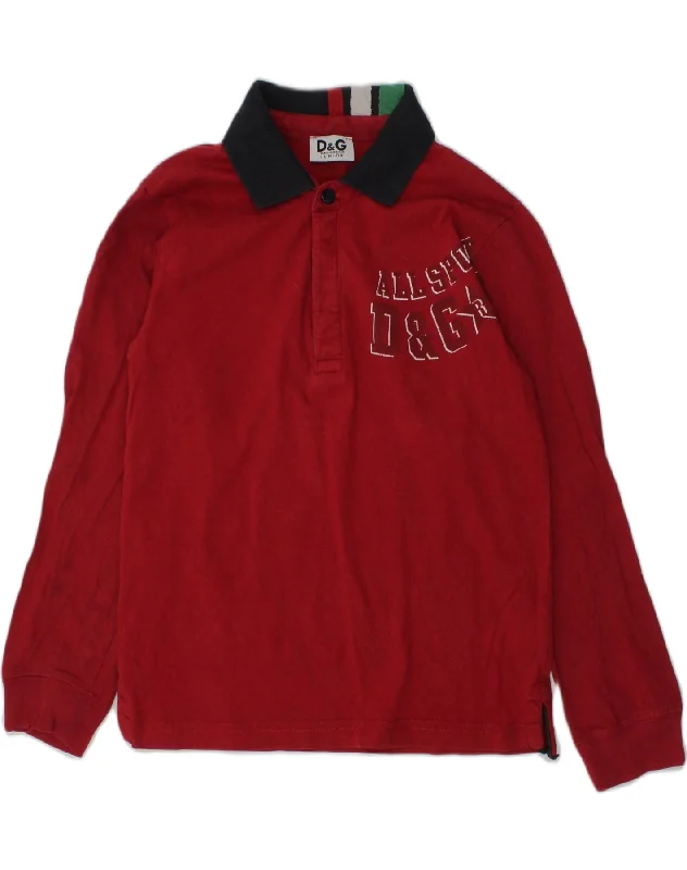 DOLCE & GABBANA Boys Polo Neck Sweatshirt Jumper 6-7 Years Red Cotton