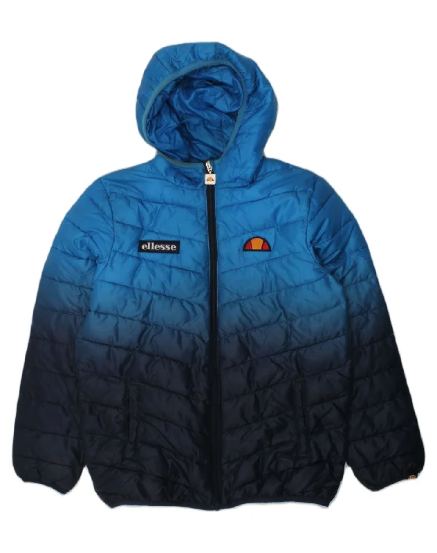 ELLESSE Boys Hooded Padded Jacket 10-11 Years Blue Tie Dye Polyester