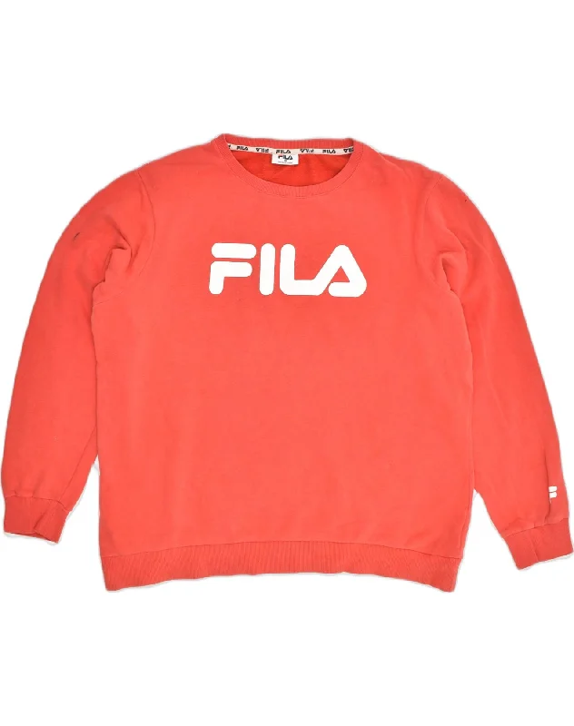 FILA Boys Graphic Sweatshirt Jumper 15-16 Years Red Cotton