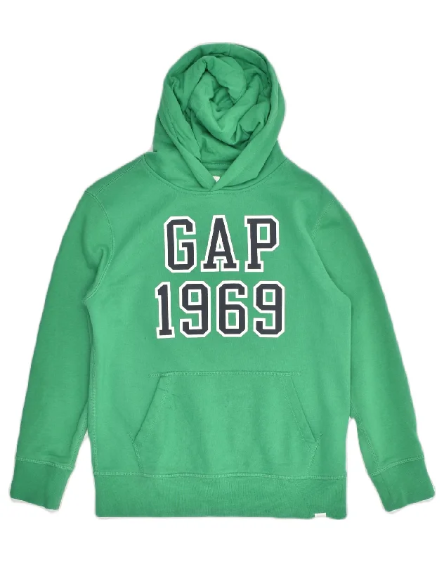 GAP Boys Graphic Hoodie Jumper 11-12 Years XL Green Cotton